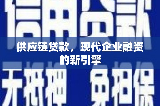 集美供应链贷款，现代企业融资的新引擎