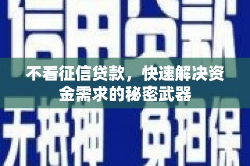杭锦后旗不看征信贷款，快速解决资金需求的秘密武器