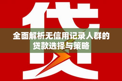 三湾全面解析无信用记录人群的贷款选择与策略